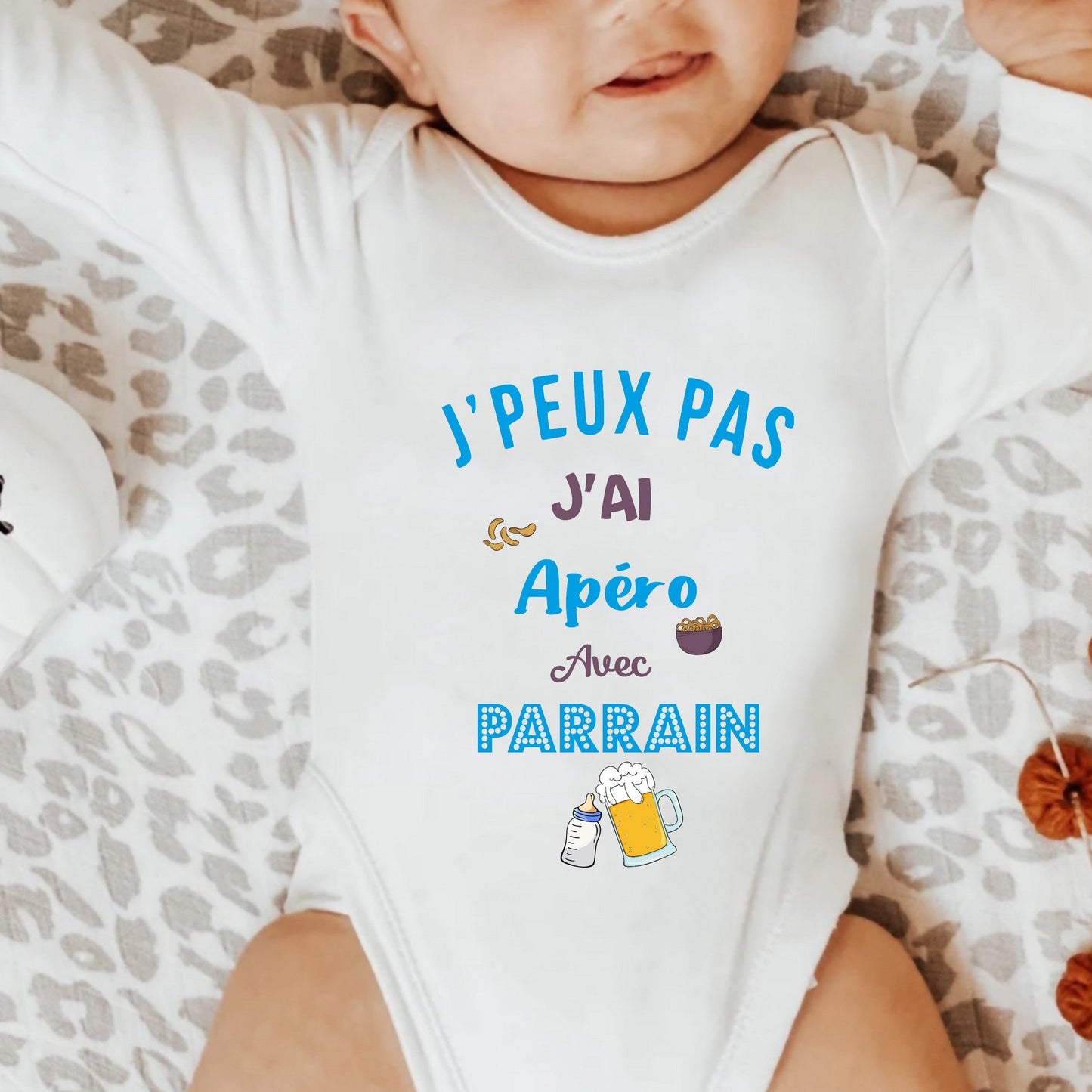 Body bébé apéro avec parrain bleu