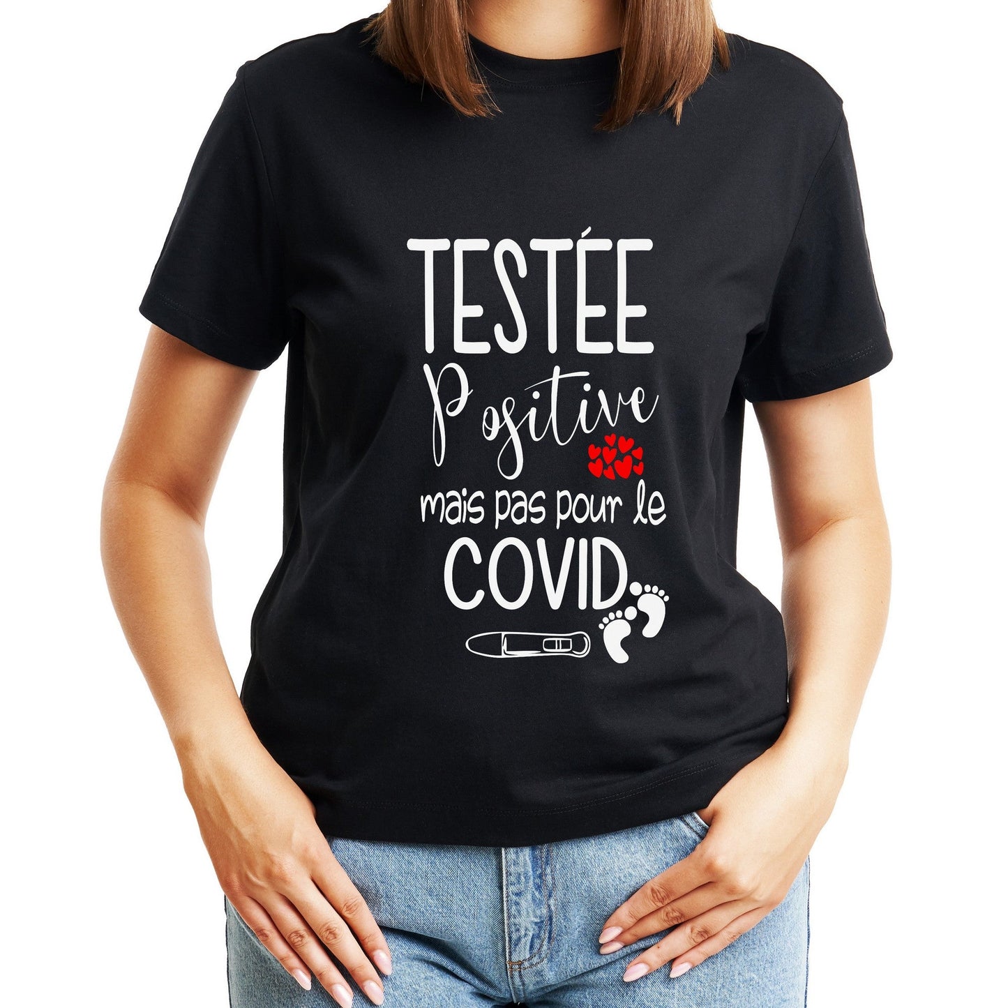 T-shirt annonce grossesse covid noir
