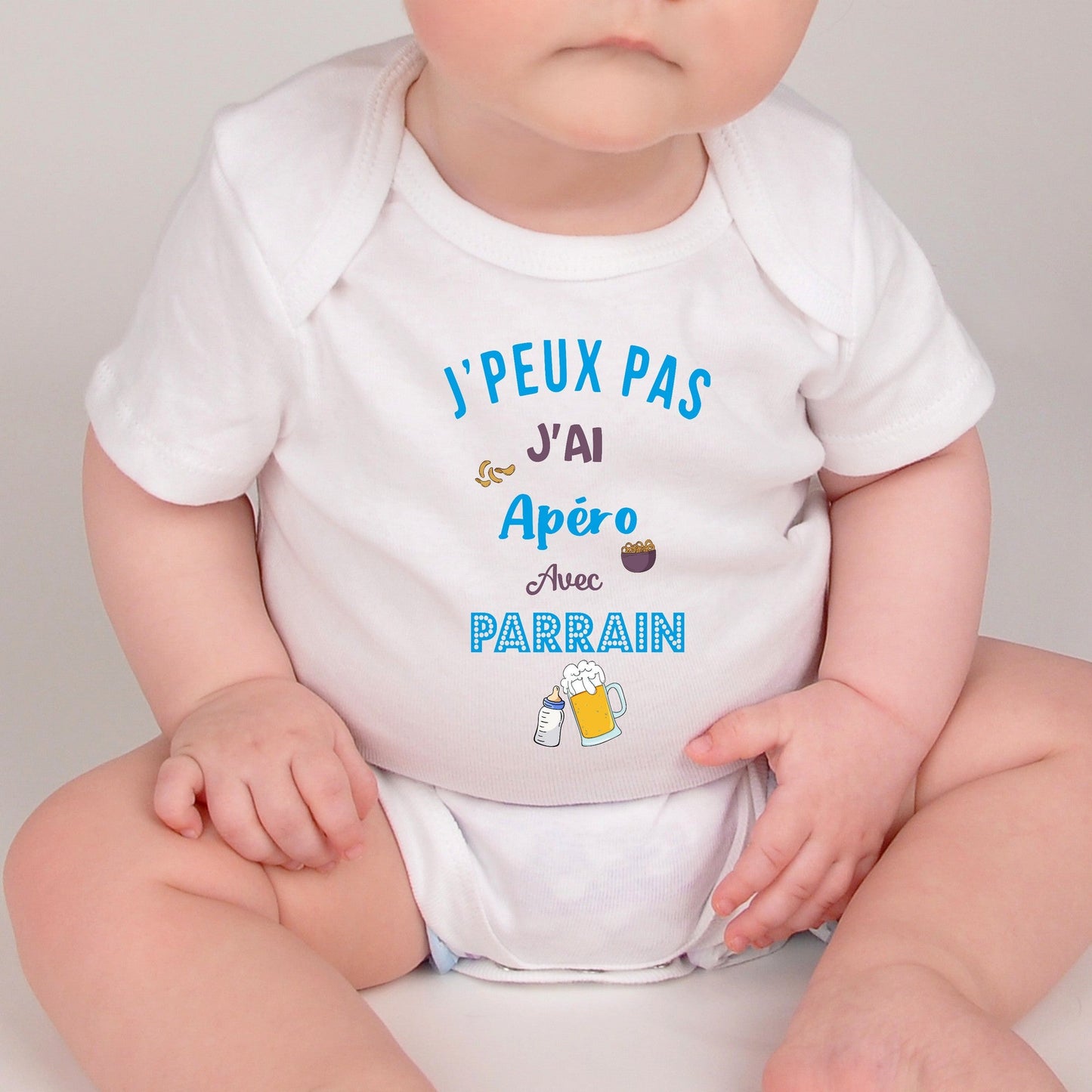 Body bébé apéro avec parrain bleu