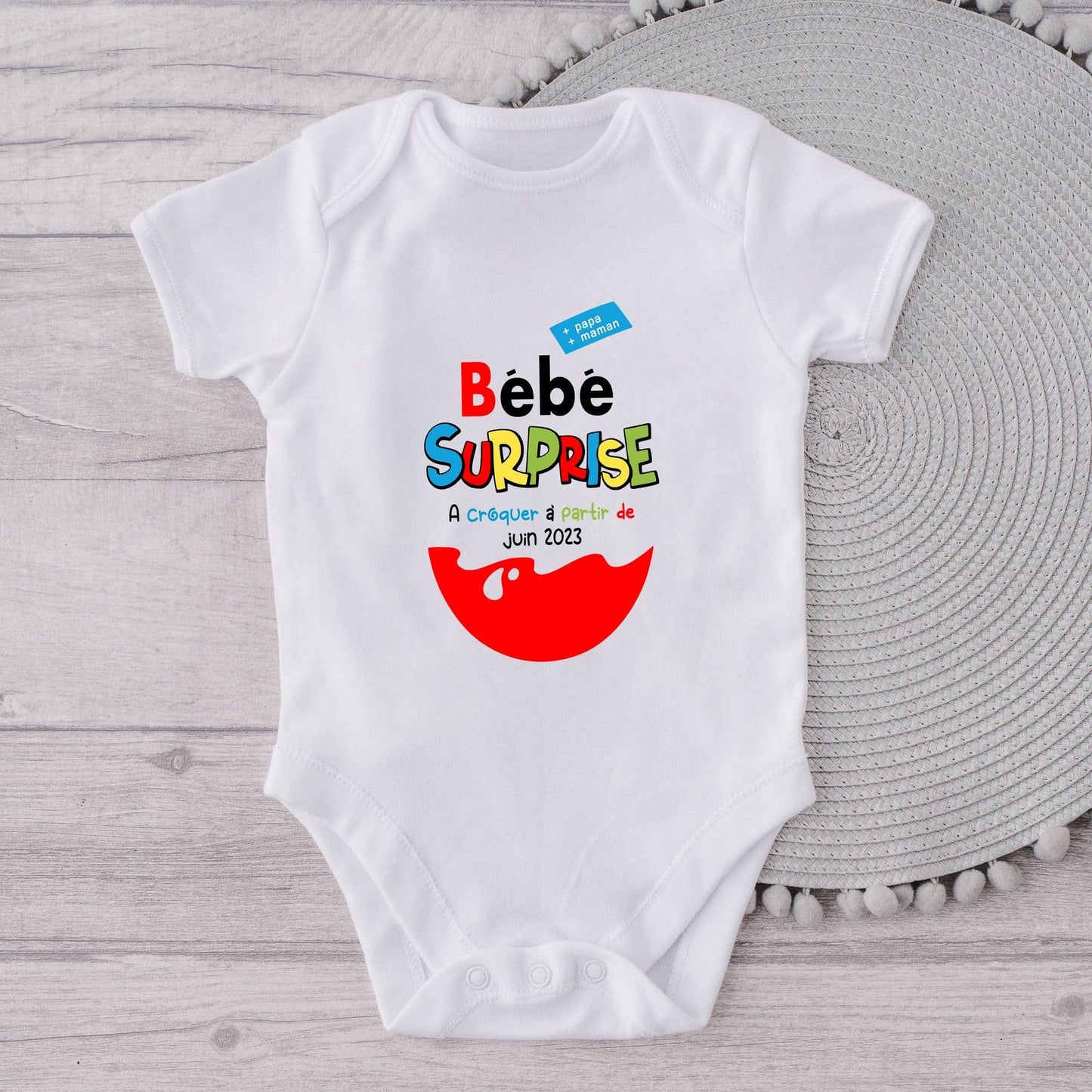 Body bébé annonce grossesse kinder surprise