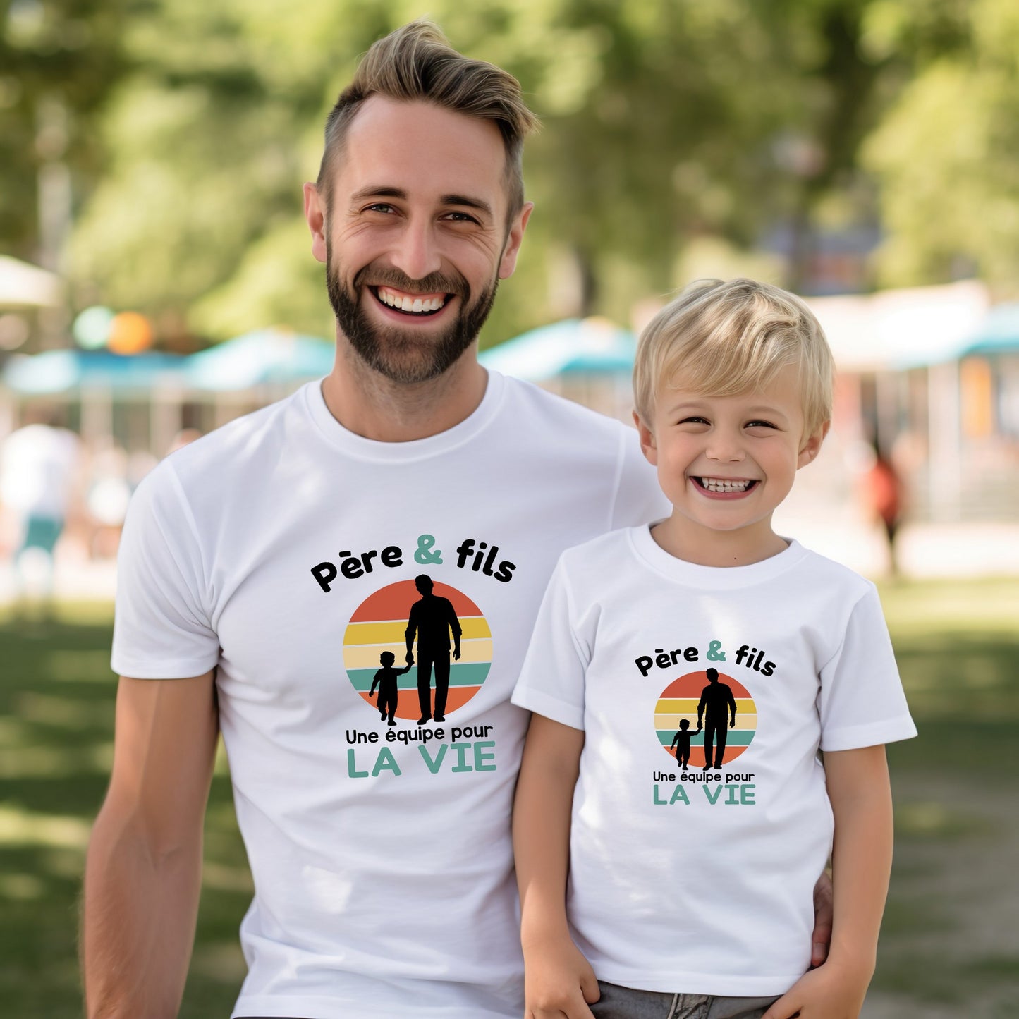 T-shirts duo , père et fils une équipe pour la vie