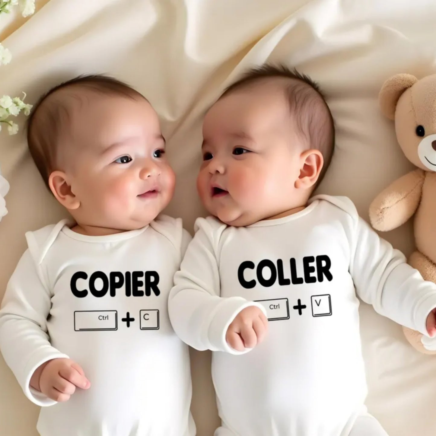 Body duo bébés jumeaux, "copier coller"