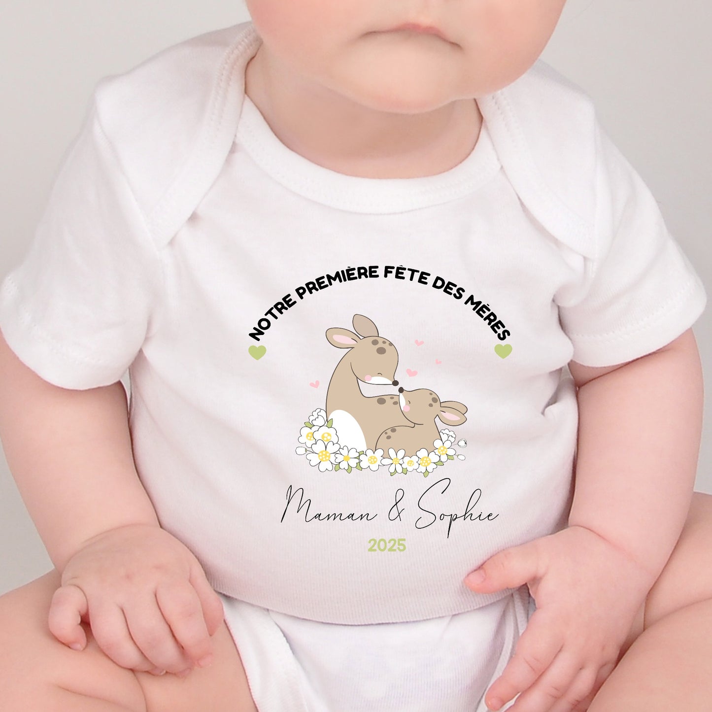 Body bébé personnalisé, "Notre première fête des mères"