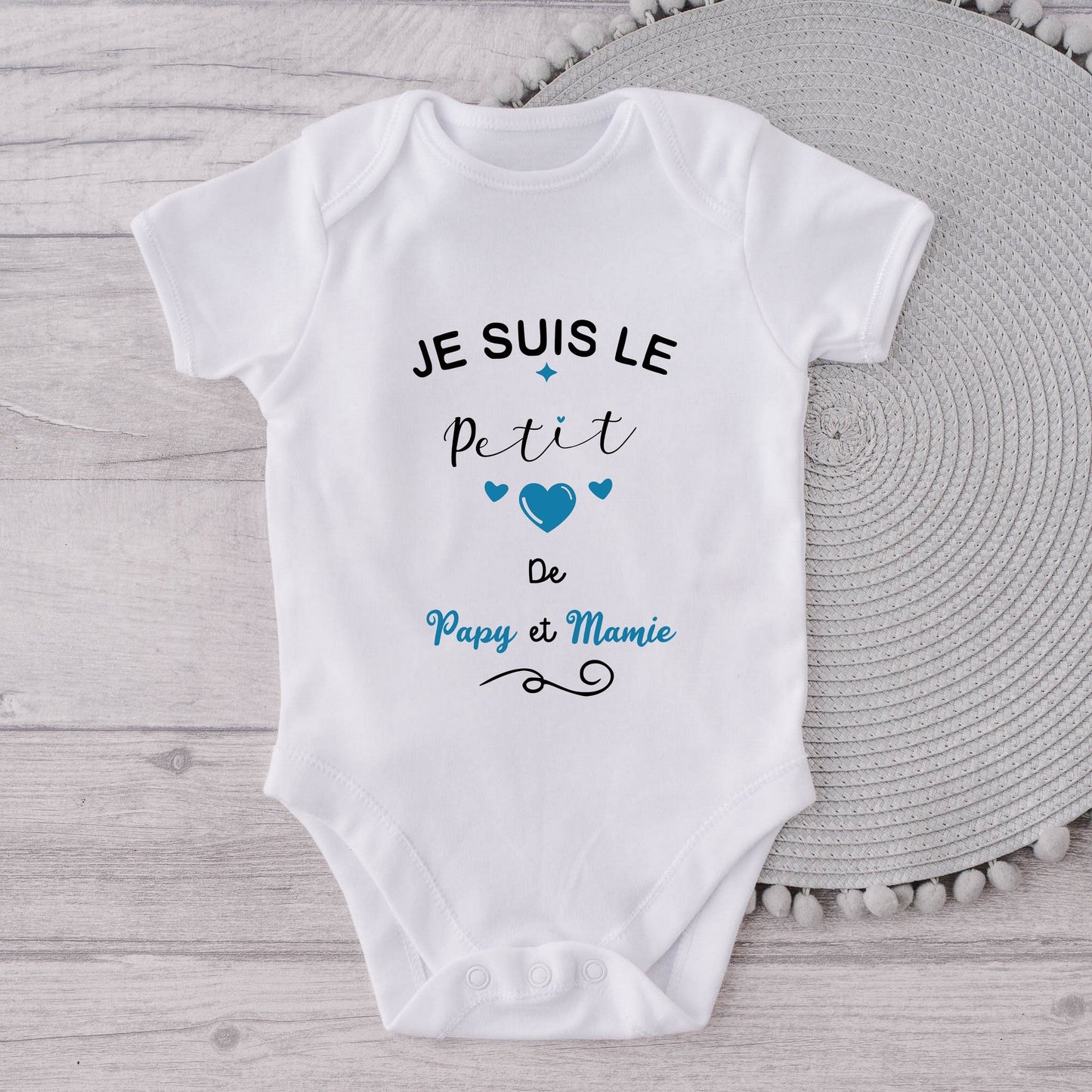 Body bébé personnalisé petit coeur de Papy et Mamie
