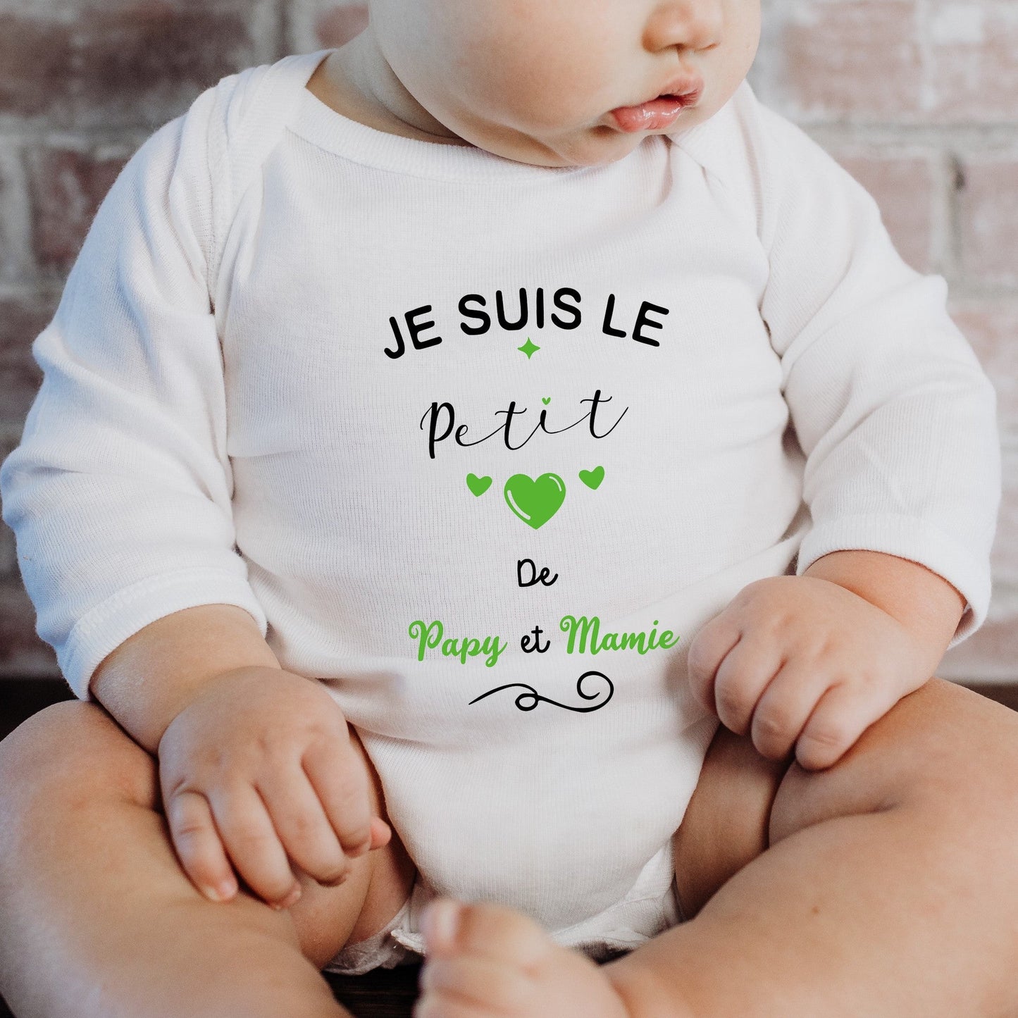 Body bébé personnalisé petit coeur de Papy et Mamie