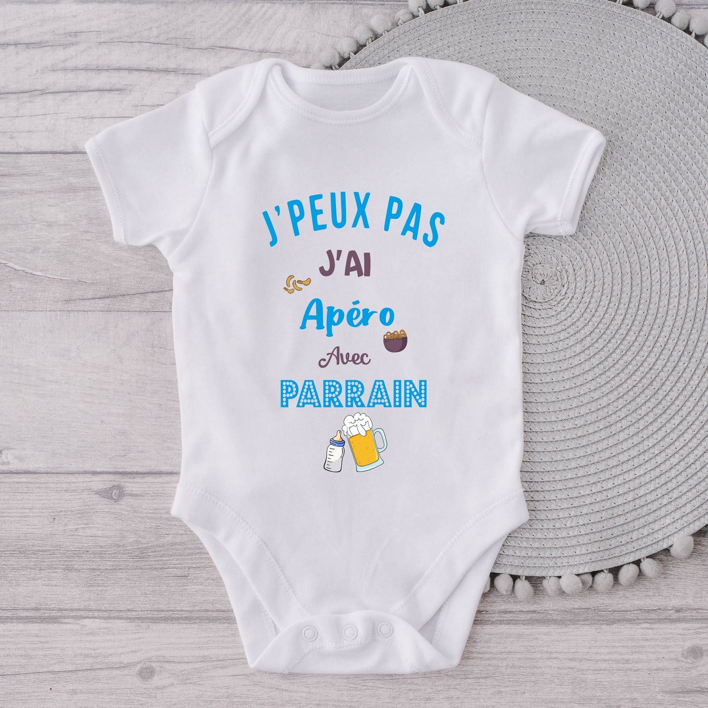 Body bébé apéro avec parrain bleu