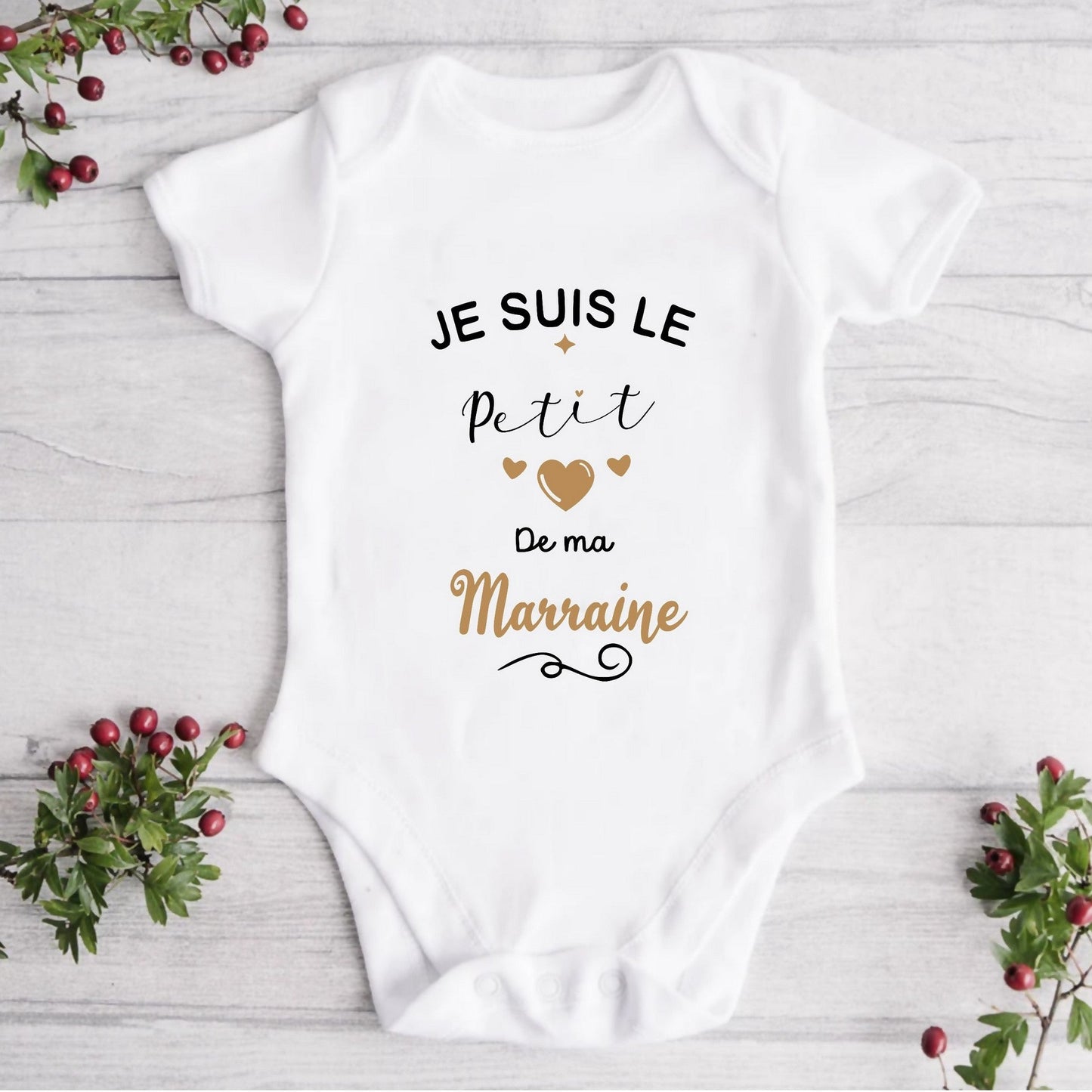 Body bébé petit coeur à Marraine