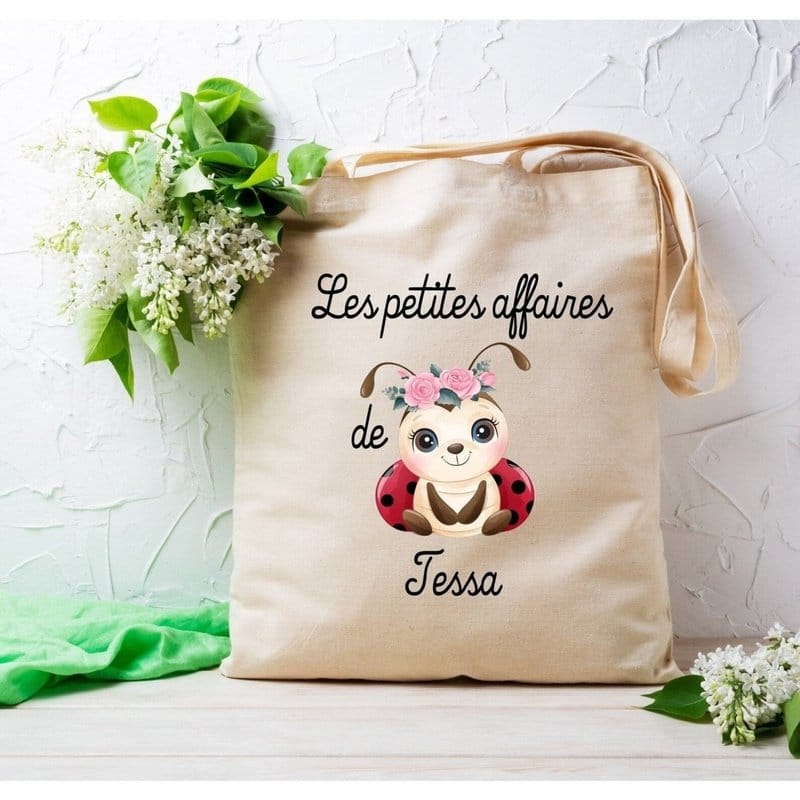 Totebag personnalisable enfant coccinelle