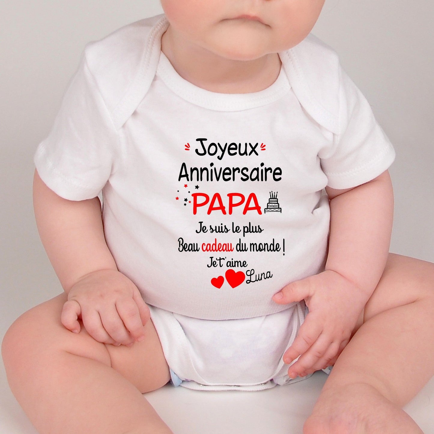 Body bébé joyeux anniversaire papa