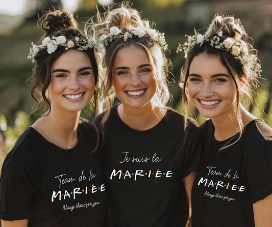 T-shirt EVJF  modèle "friends" noirs