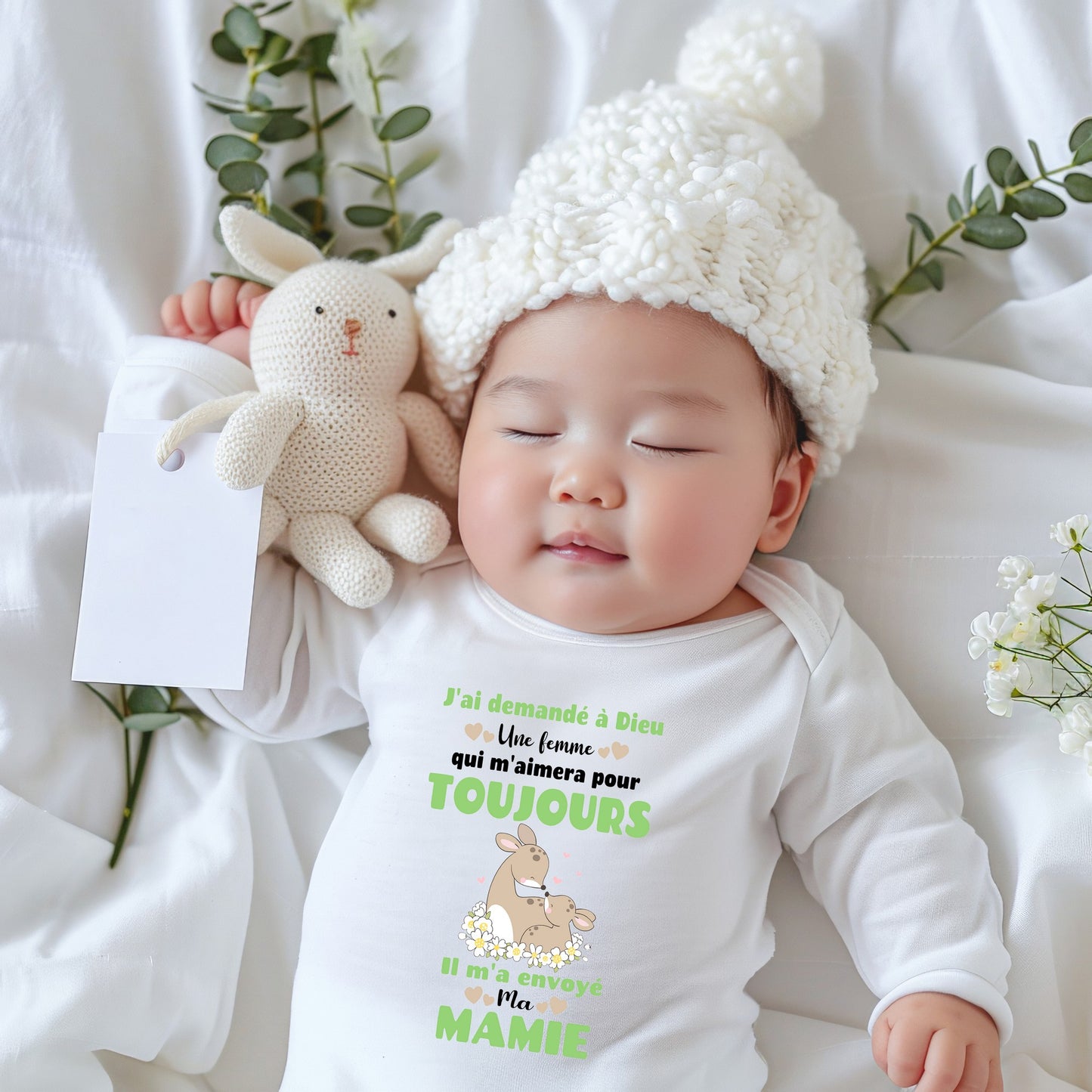 Body bébé  « J’ai demandé à Dieu une femme qui m’aimera pour toujours, il m’a envoyé ma mamie "