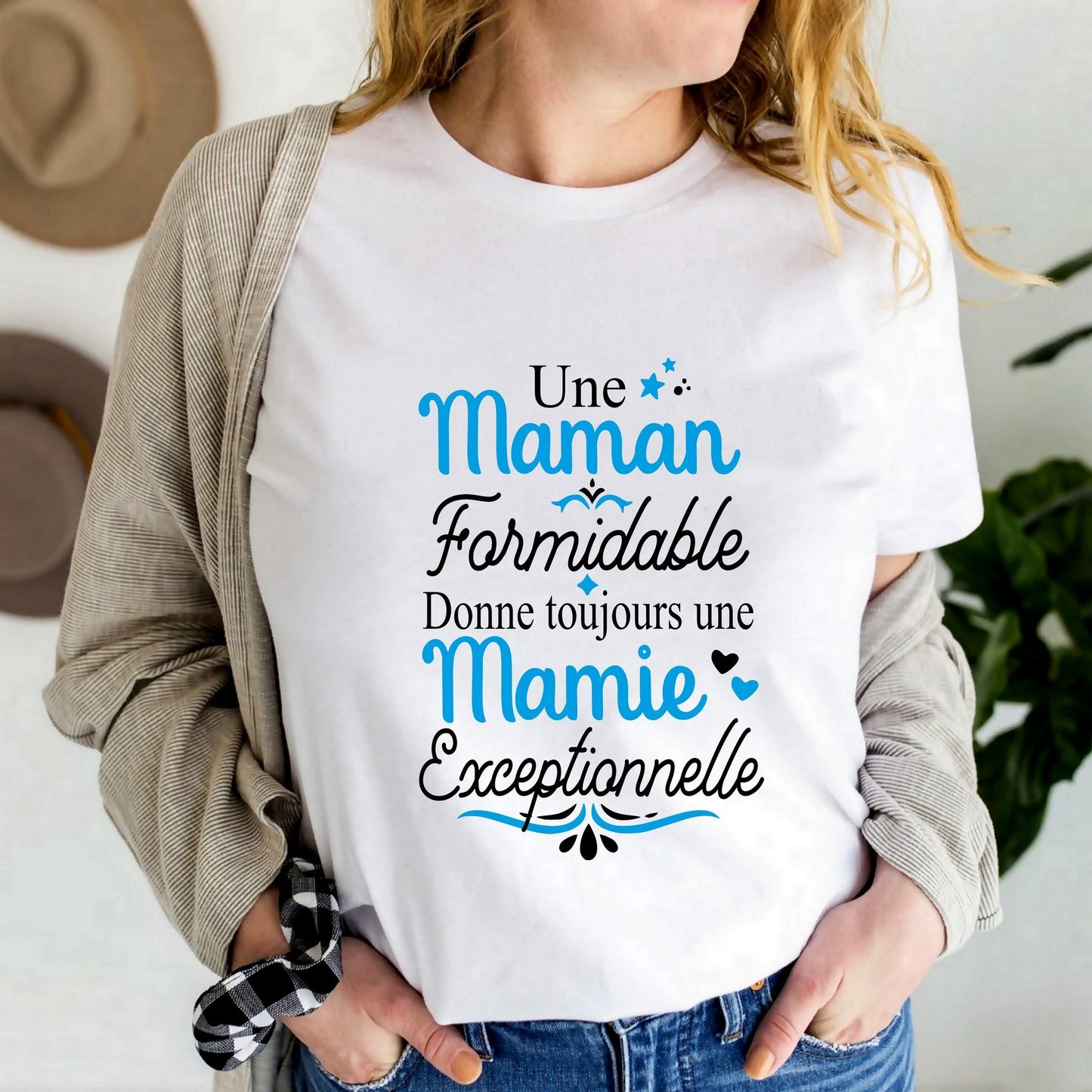 T-shirt personnalisé mamie exceptionnelle, fête des grands-mères