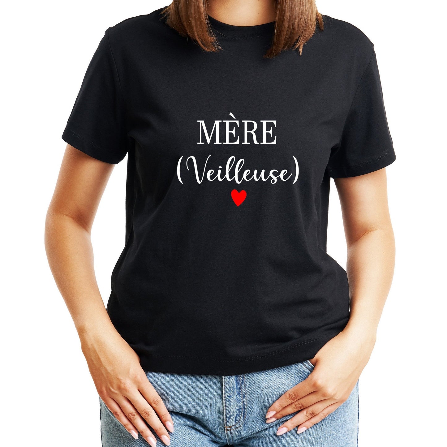 T-shirt fête des mères mère (veilleuse) noir