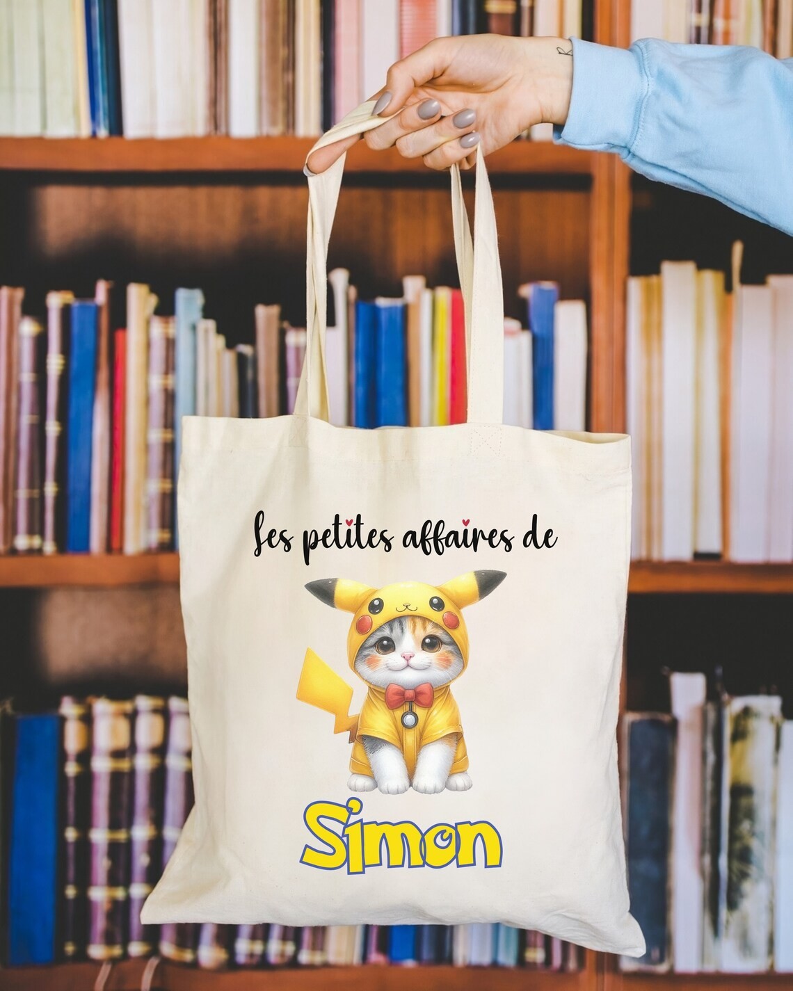 Totebag personnalisé , modèle Chat Pikachu