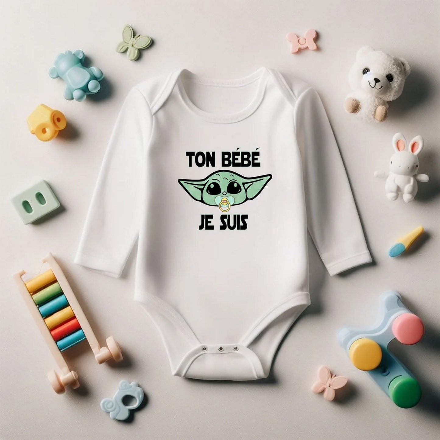 Body bébé Yoda, "Ton bébé je suis " body Star Wars