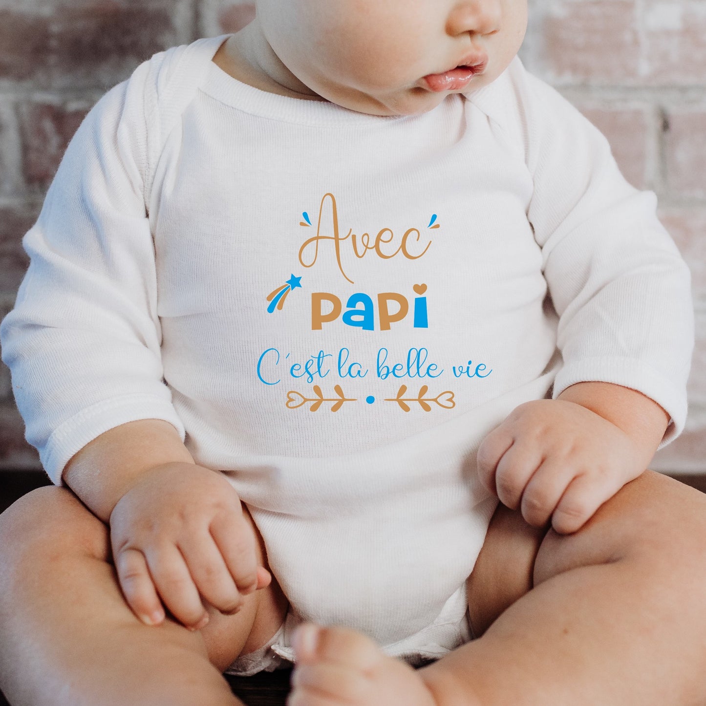 Body bébé "Avec papi c'est la belle vie " bleu