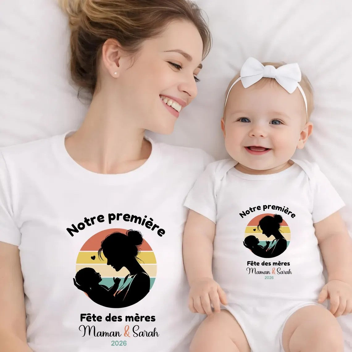 T-shirt duo maman  et body bébé , notre première fête des mères 2026