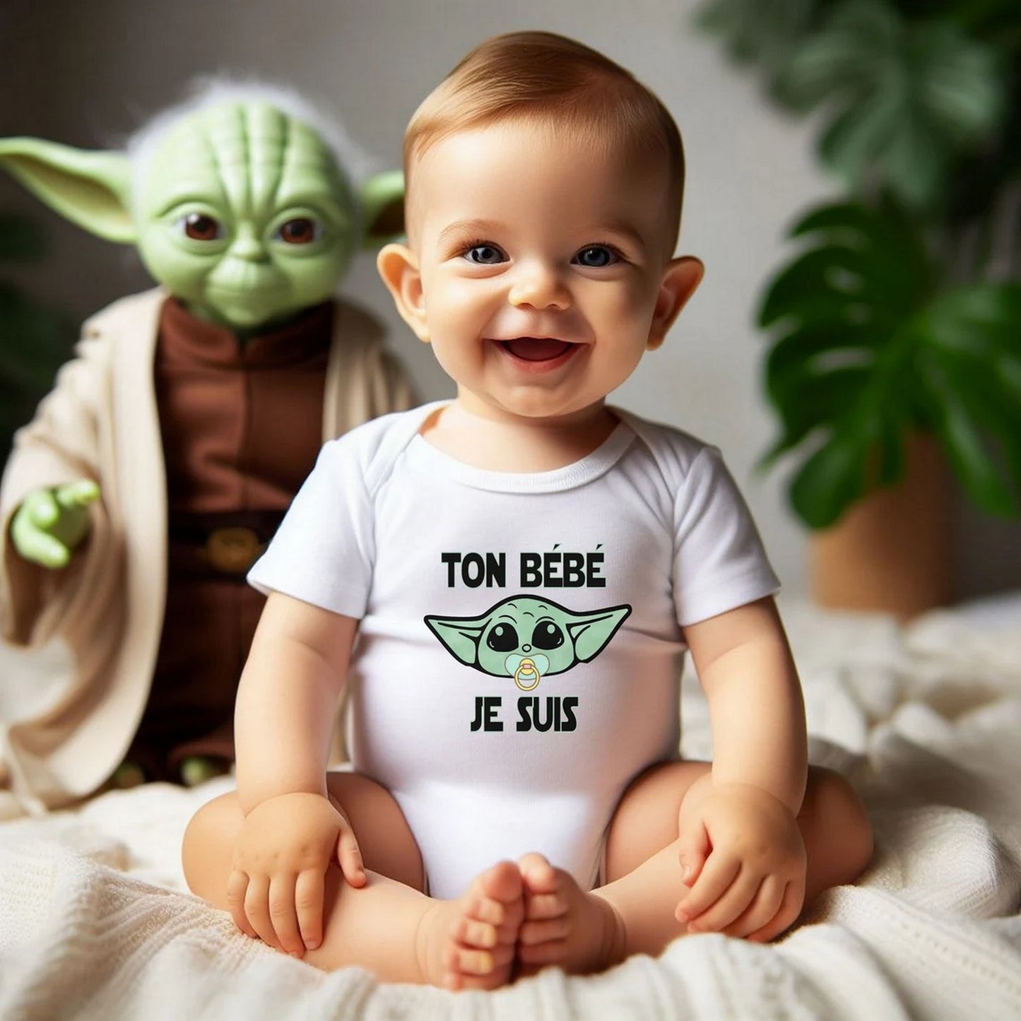 Body bébé Yoda, "Ton bébé je suis " body Star Wars