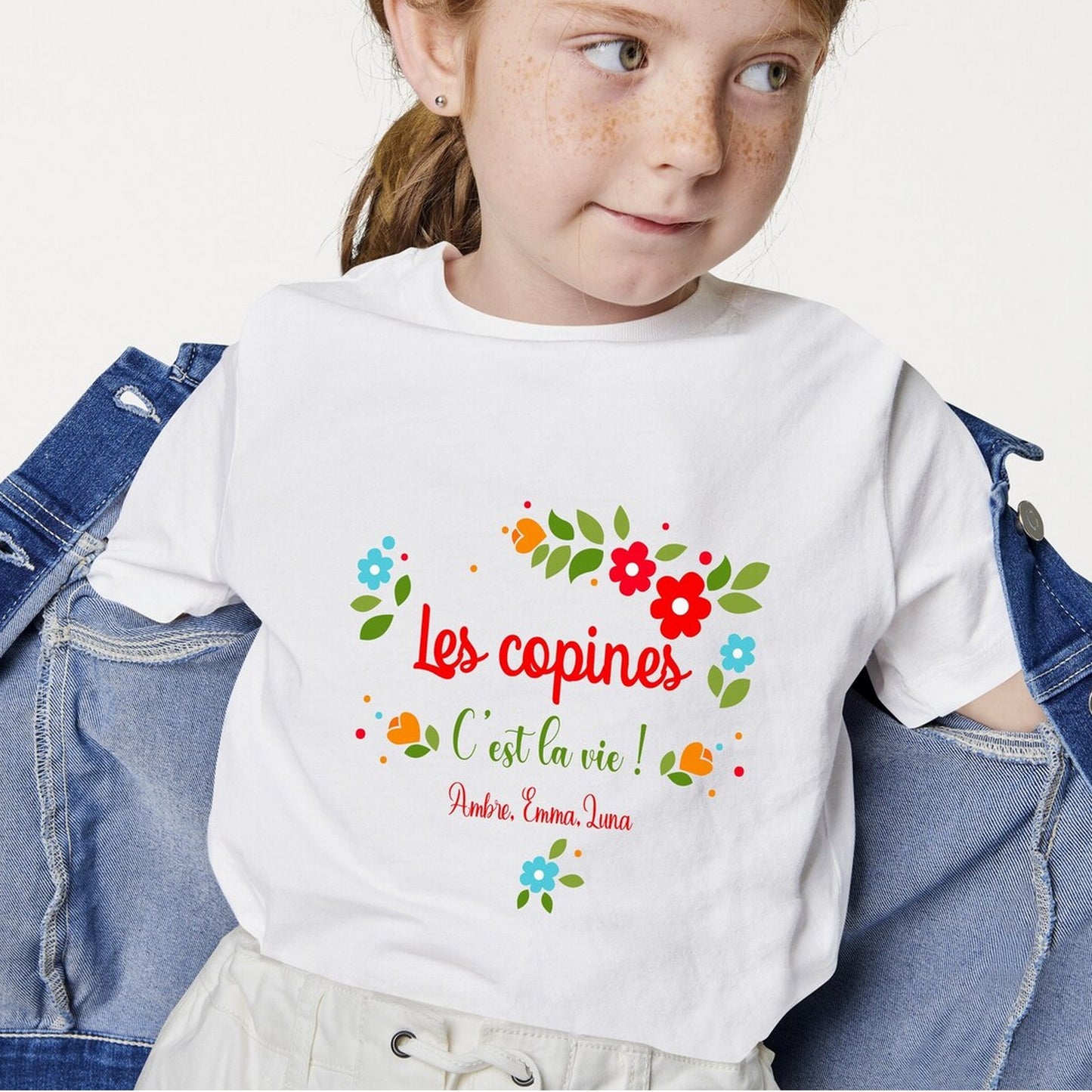 Tshirt enfant personnalisé, "les copines c'est la vie ", tshirt avec prénoms