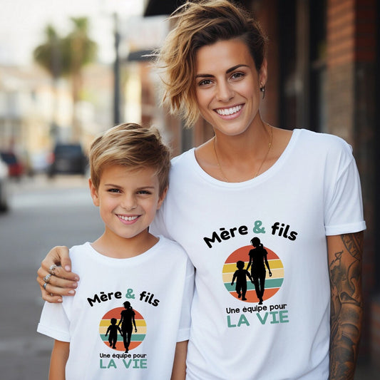 T-shirts duo  , mère et fils une équipe pour la vie