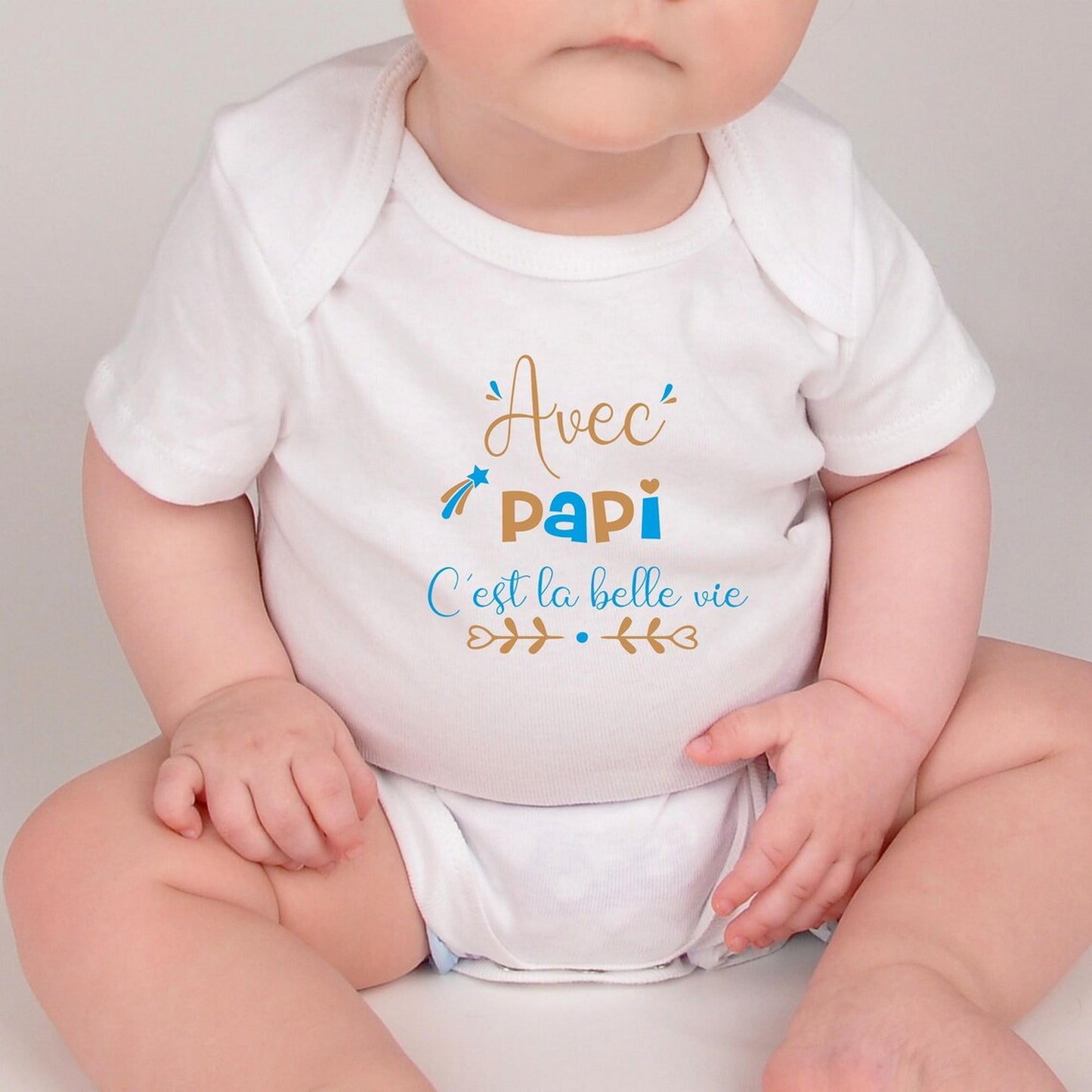 Body bébé "Avec papi c'est la belle vie " bleu