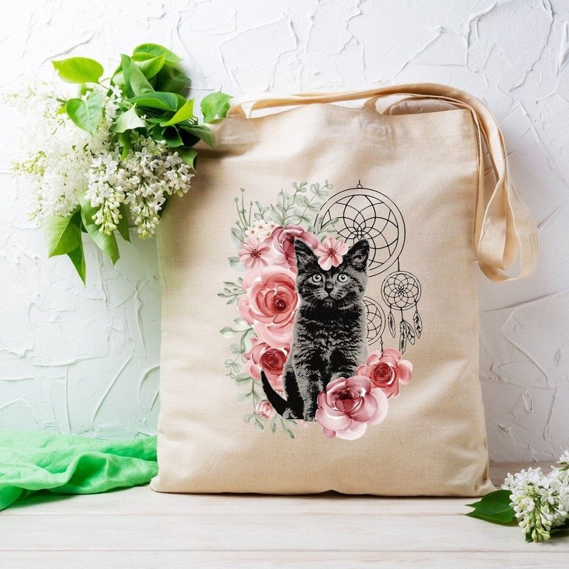 Totebag personnalisé chat style boho