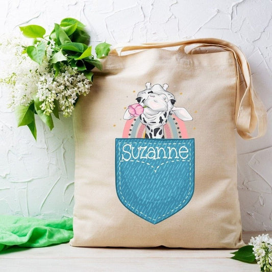 Totebag personnalisé girafe avec prénom