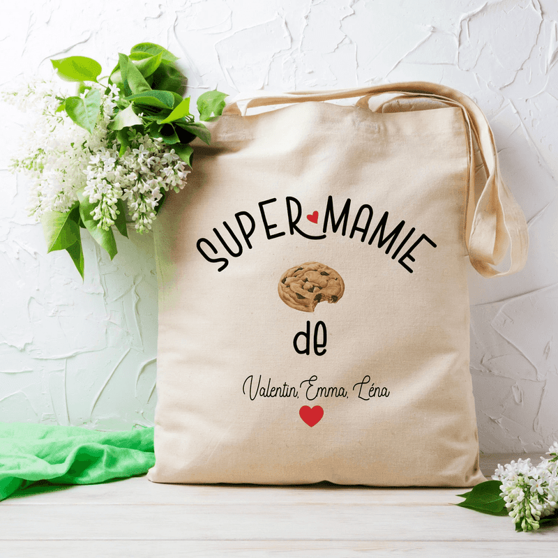 Totebag personnalisé super mamie fête des grands-mères