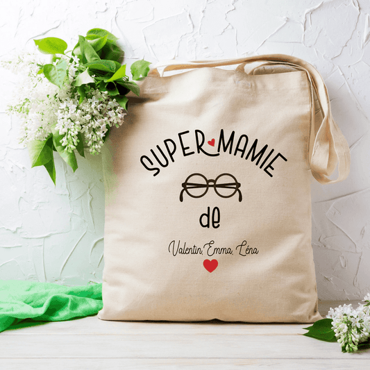 Totebag personnalisé super mamie lunettes