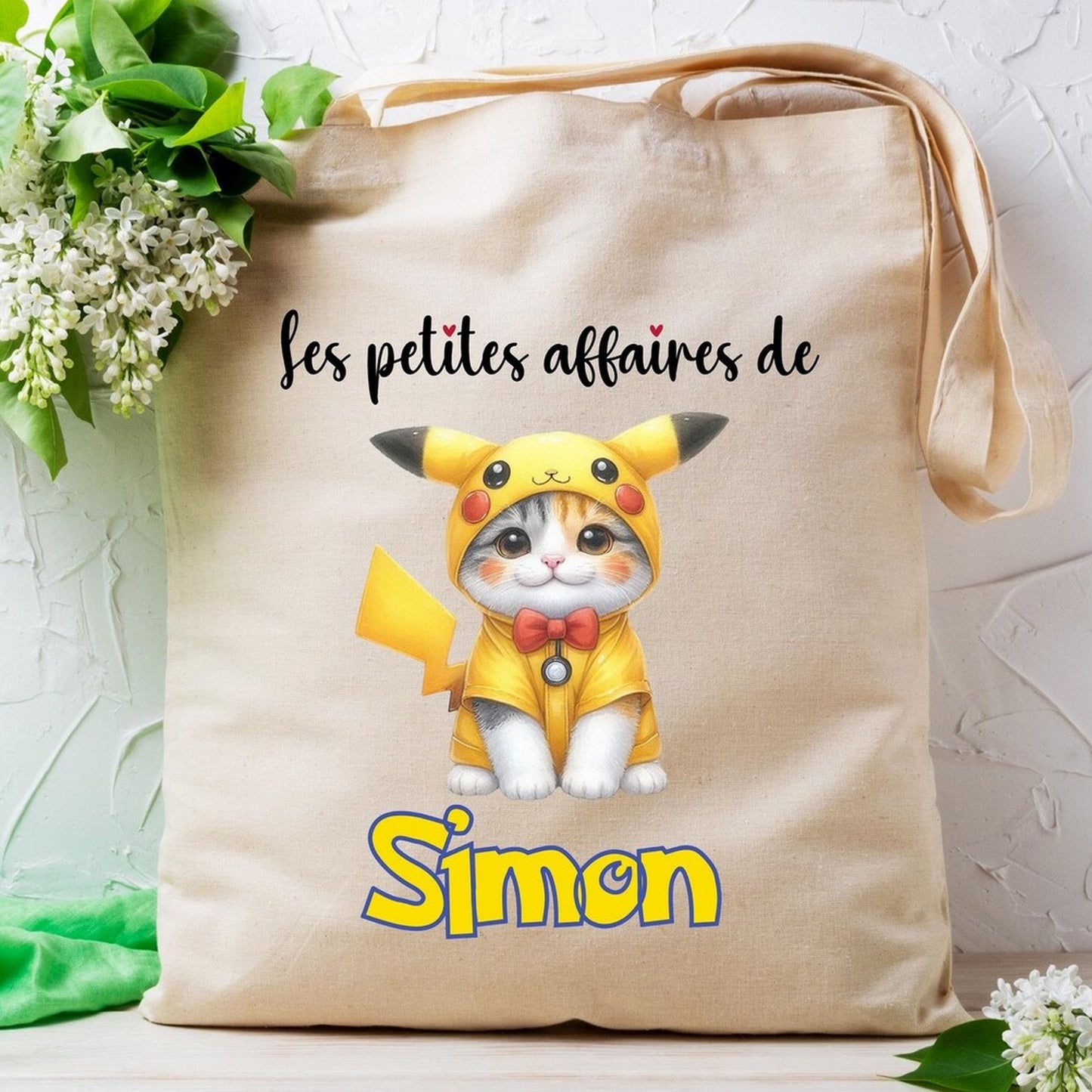 Totebag personnalisé , modèle Chat Pikachu