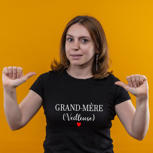 T-shirt fête des grands-mères, grand-mère (veilleuse) noir