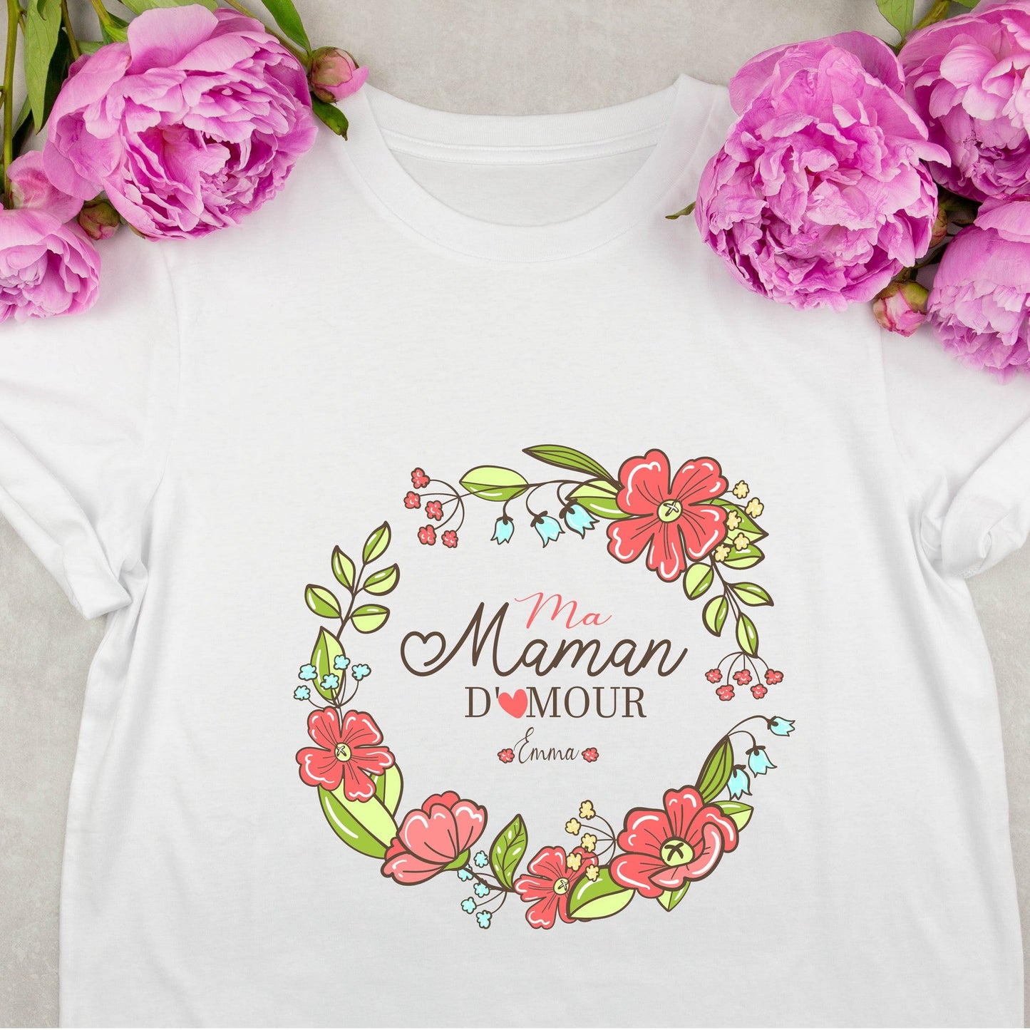 T-shirt personnalisé fête des mères, maman d'amour