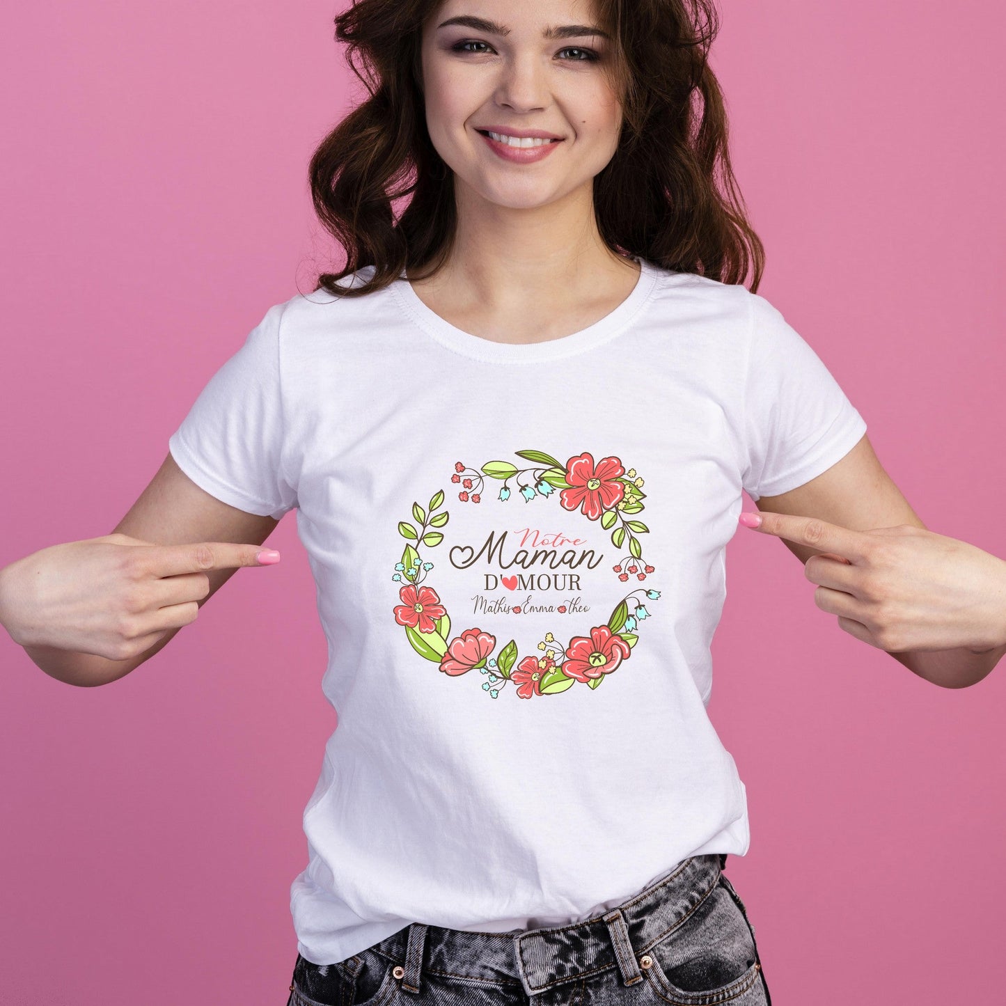 T-shirt personnalisé fête des mères, maman d'amour