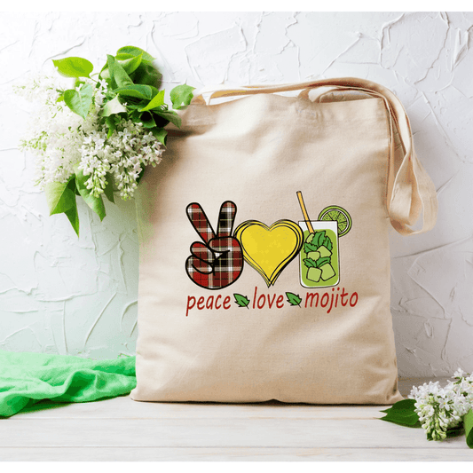 Totebag personnalisable Peace Love Mojito